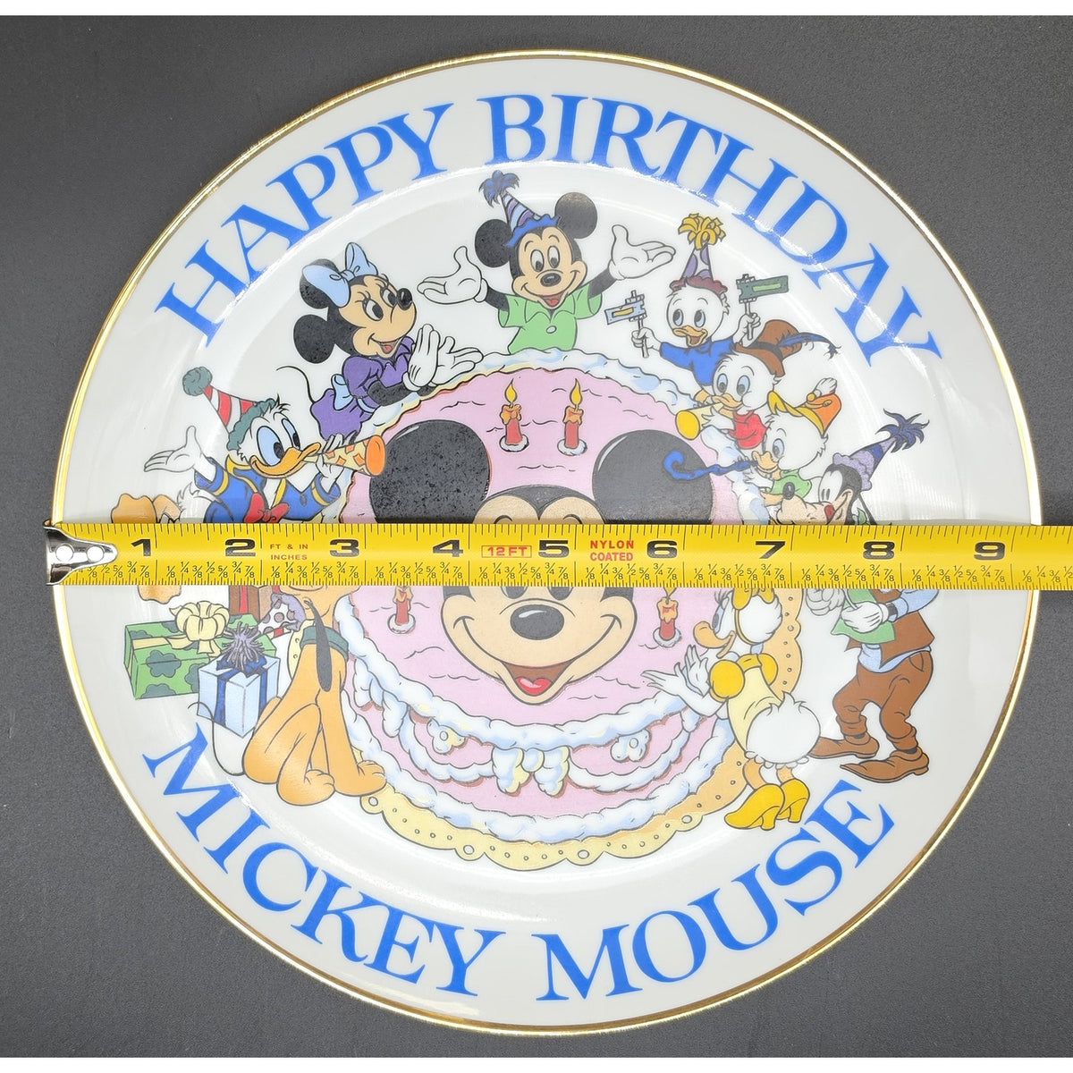 Vintage Mickey Mouse 50th Birthday Commemorative Plate 1978 Gold Rim Disney 9.25"