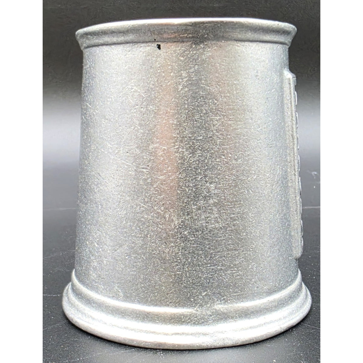 Vintage Solid Pewter Alphabet Cup Mug Heavy Metal ABC Hornbook Sampler Style