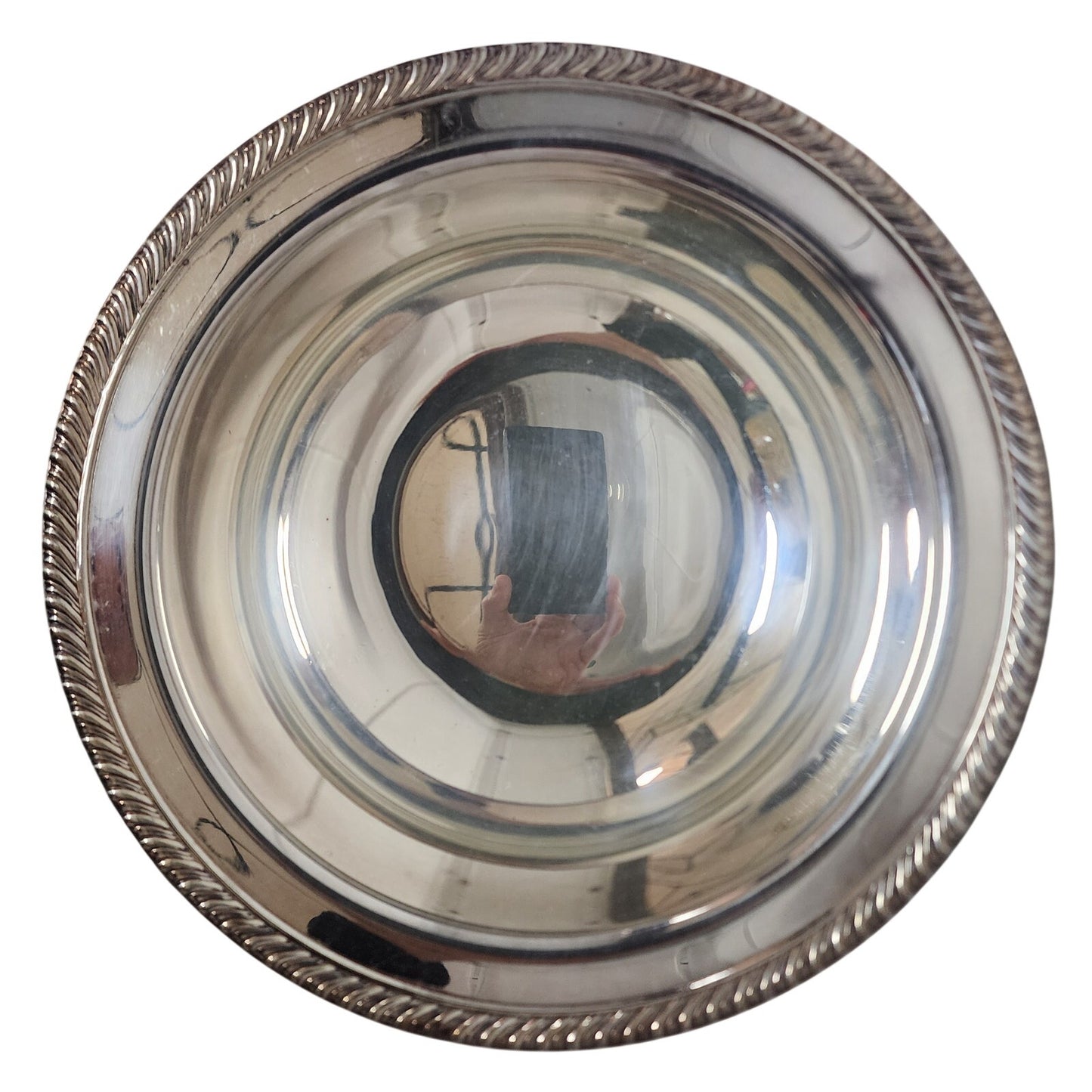 Vintage Wm Rogers Silver Plated Covered Bowl #862 Rope Trim 10.25" Diameter