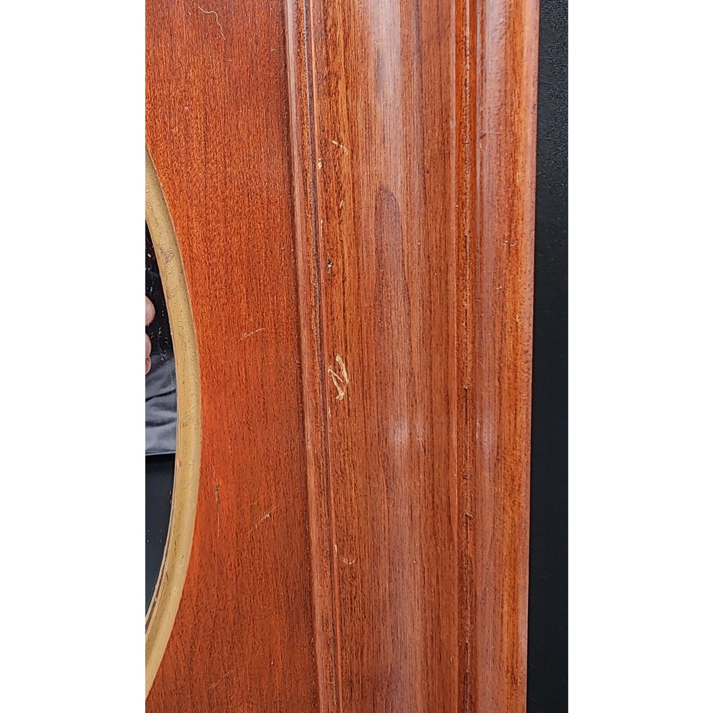 Vintage Willett Wildwood Cherry Hardwood Framed Oval Mirror Brass Accents 17x19