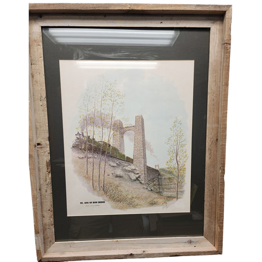 Howard Fain Signed No. 4501 on High Bridge Print w/ Rustic Frame Kentucky