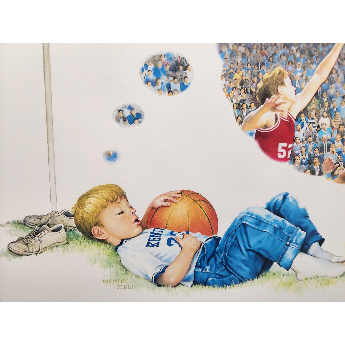 A Boy A Ball A Dream Kentucky Wildcats Lithograph Wendell Field 1988 Framed