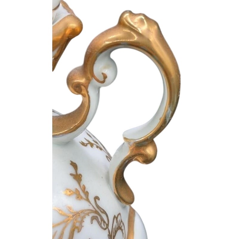Antique Victorian Porcelain Vase Gold Gilt Lidded Ornate Handles 16" Tall