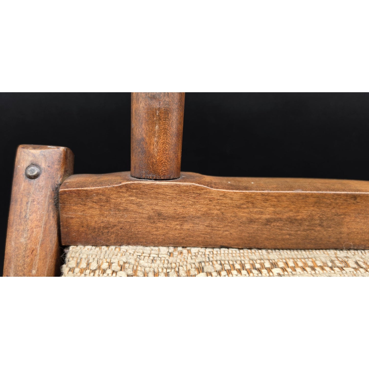 Federal Era Hardwood Folding Chair w/ Woven Seat, Unique Fold System, 1800s