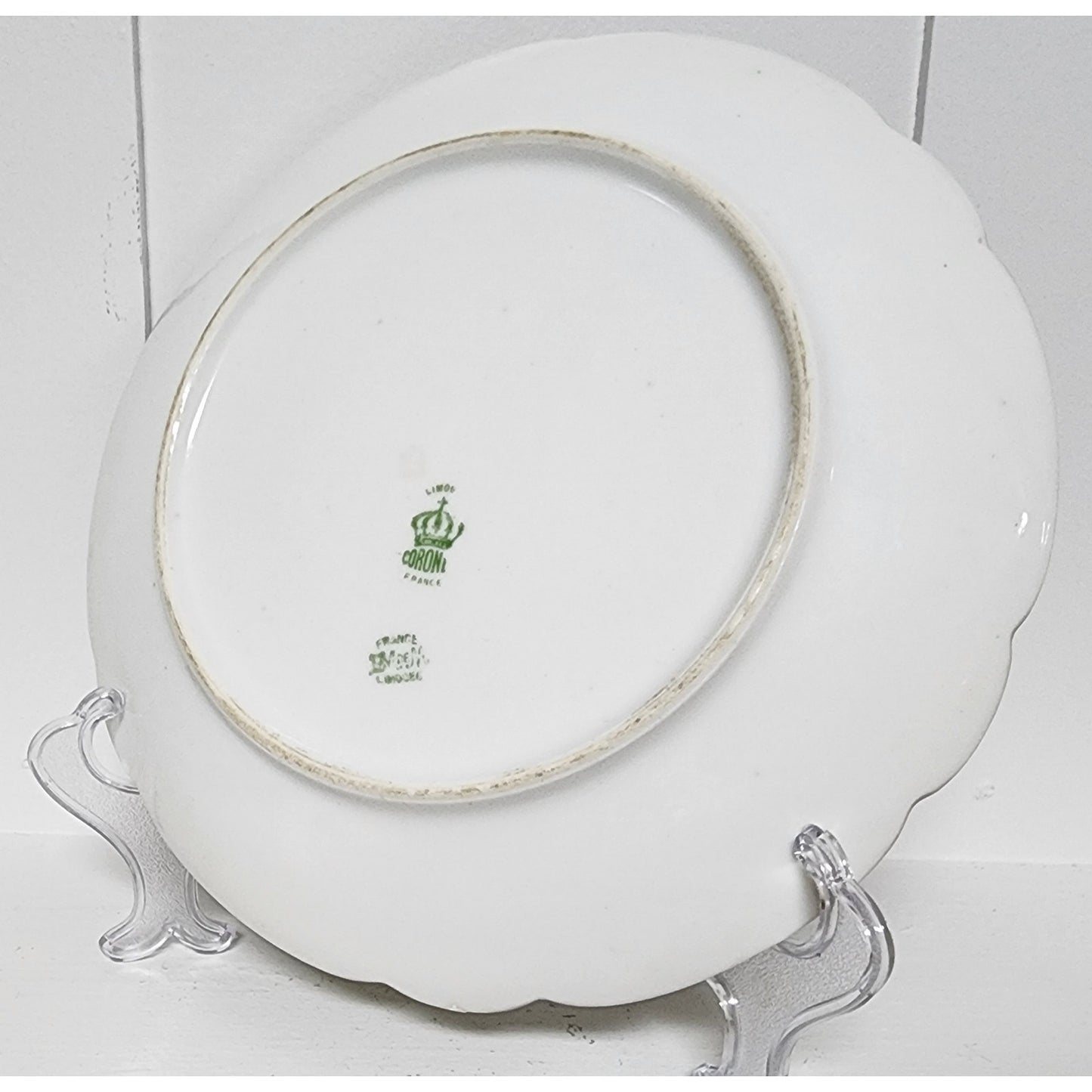 Coronet Limoges France HandPainted Porcelain Plate Roses Gold Rim Scalloped8.75"