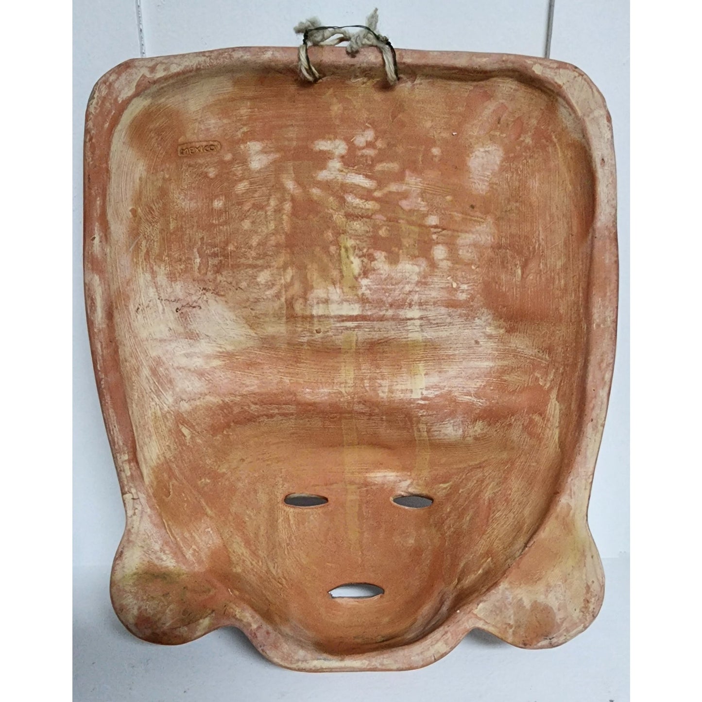 Vintage Terracotta Clay Mask Aztec Mayan Style Wall Art 12” Handcrafted Mexico