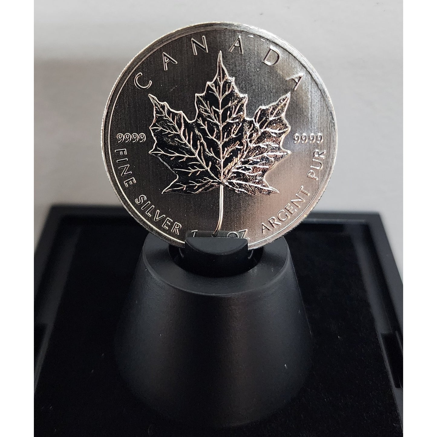2011 Canada Maple Leaf & 1986 Prospector .9999 Silver 1 Oz Coins  inDisplay Case