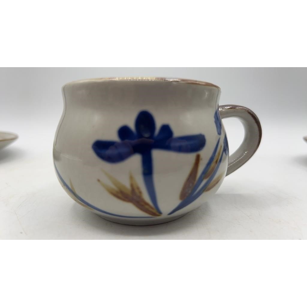Vintage Stoneware Japanese Style Coffee Tea Set 11 Piece Hand Painted