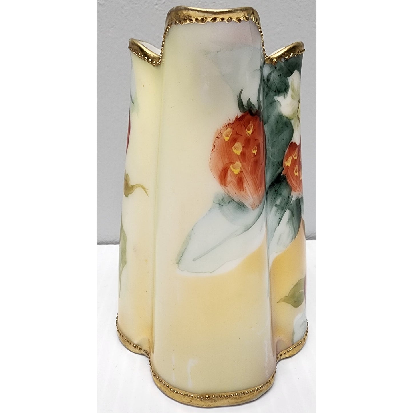 Antique Nippon Hand Painted Pitcher Gold Trim Leaf Mark Japan 4" Floral Berry