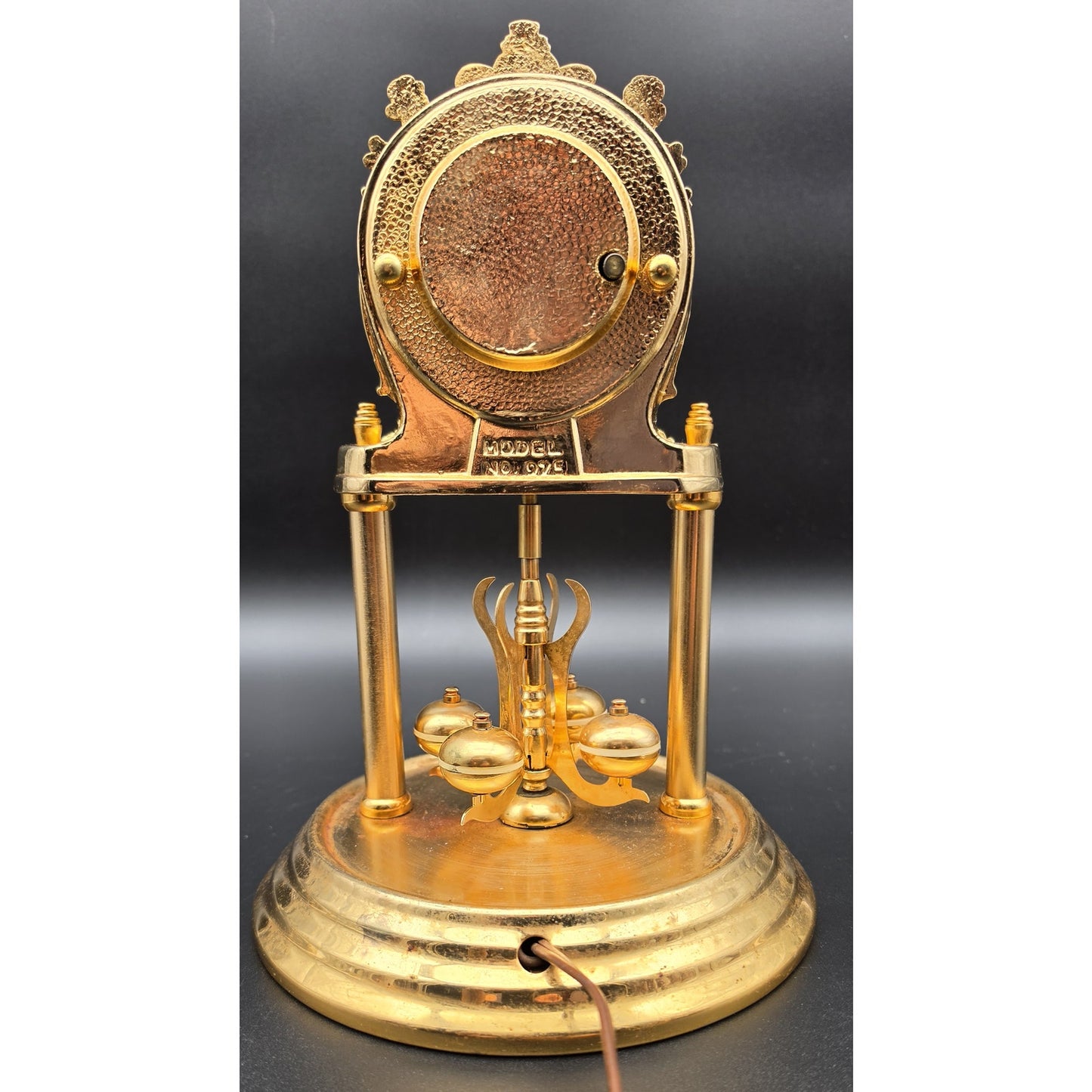 Vintage United Model 975 Brass Anniversary Clock w/ Glass Dome Works Beautifully Rare