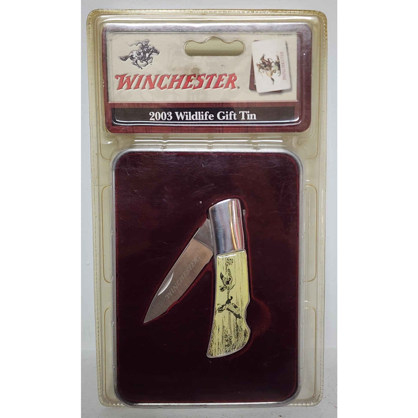 2003 Winchester Wildlife Gift Tin & Knife Set Sealed NOS Ducks Carolina Tool