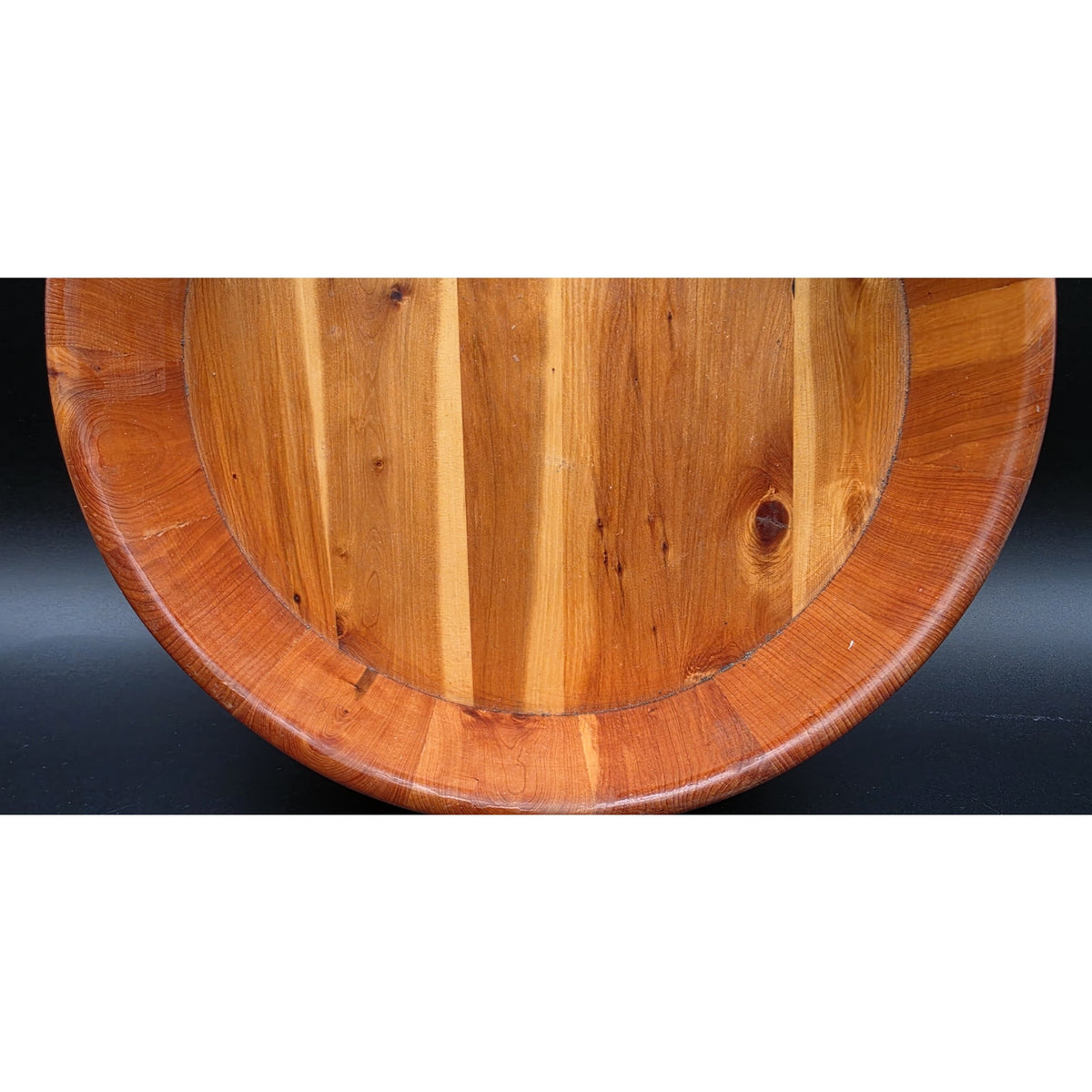 Vintage Japanese Wood Hangiri Sushi Oke Basin Bowl 10" Tray Bamboo Hoops Signed
