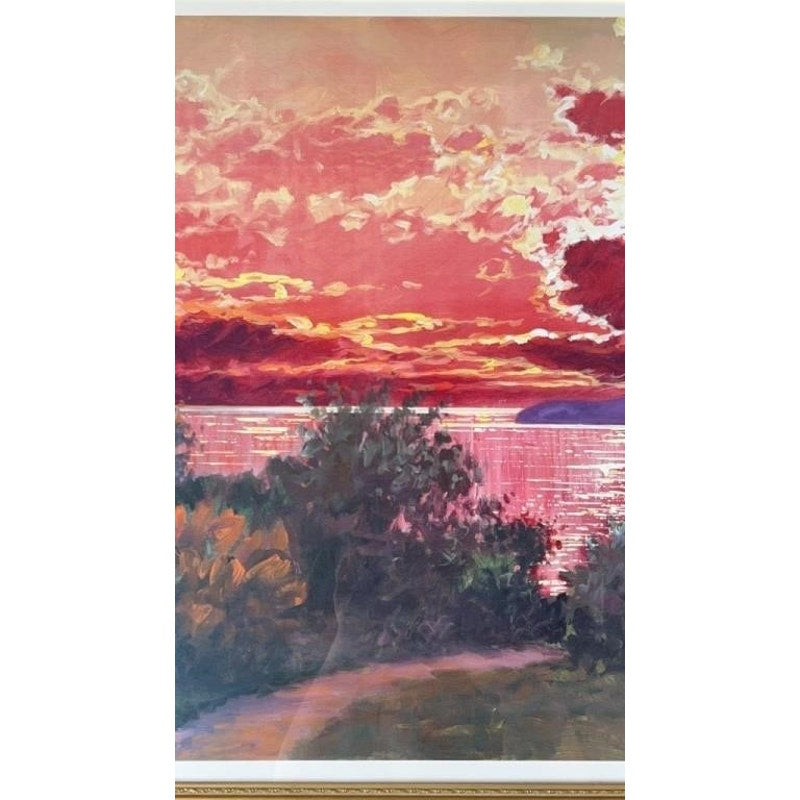 Nuages Seriolithograph Littorio Del Signore 2003 Signed in Print Gold Ornate Frame