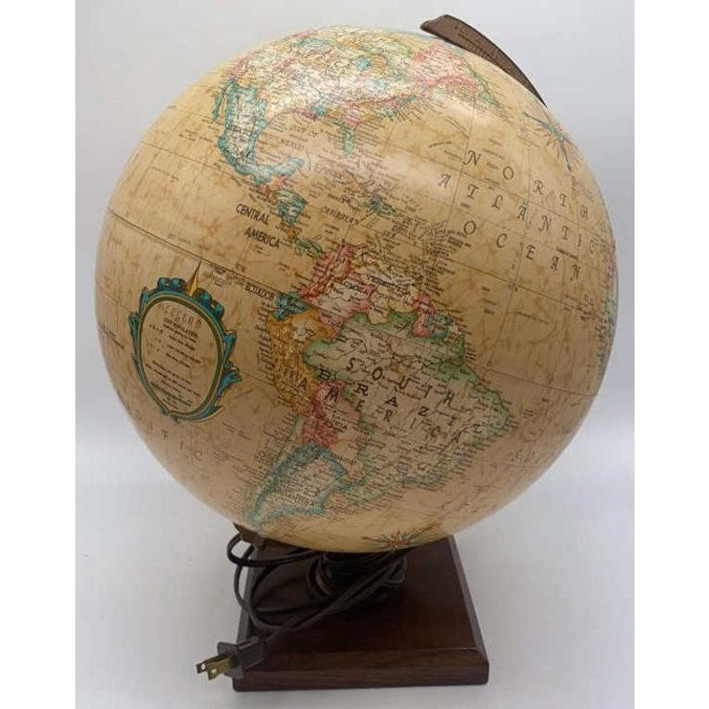 Replogle World Premiere 12" Illuminated Globe Vintage Wood Base LED Tested