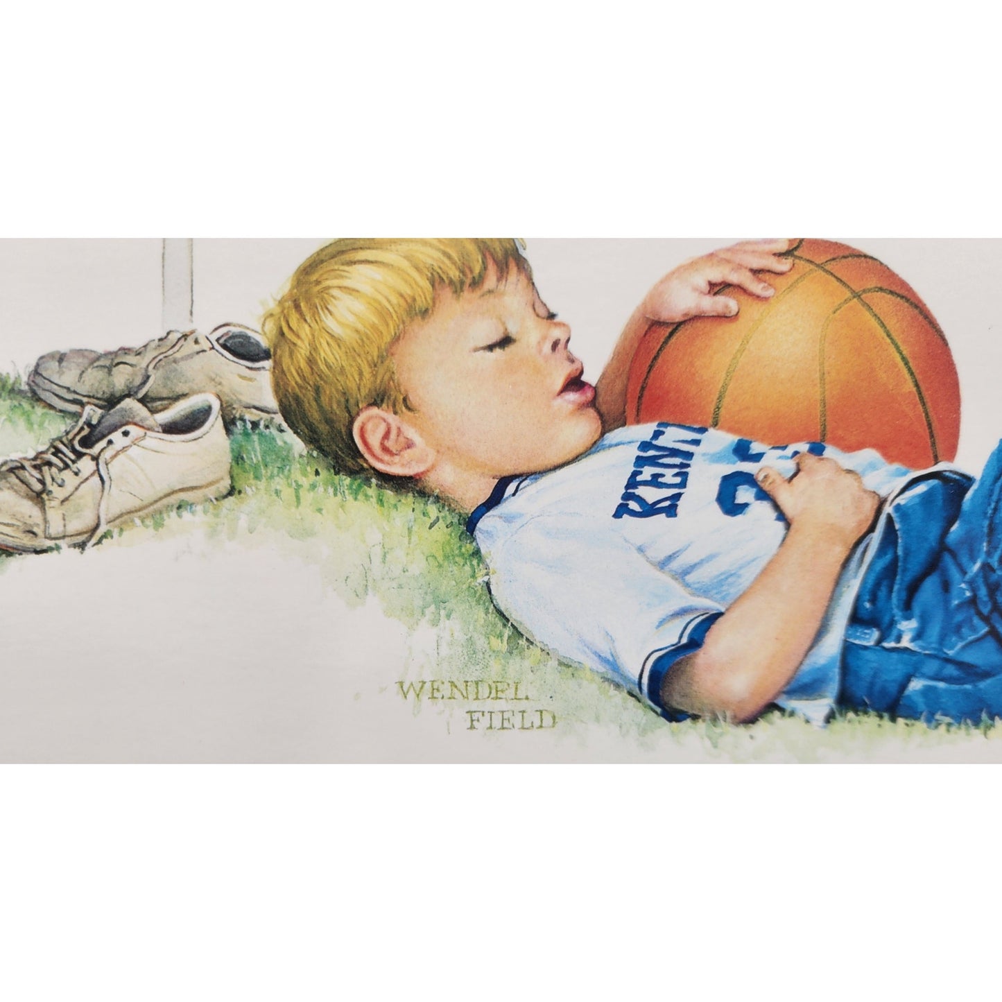 A Boy A Ball A Dream Kentucky Wildcats Lithograph Wendell Field 1988 Framed