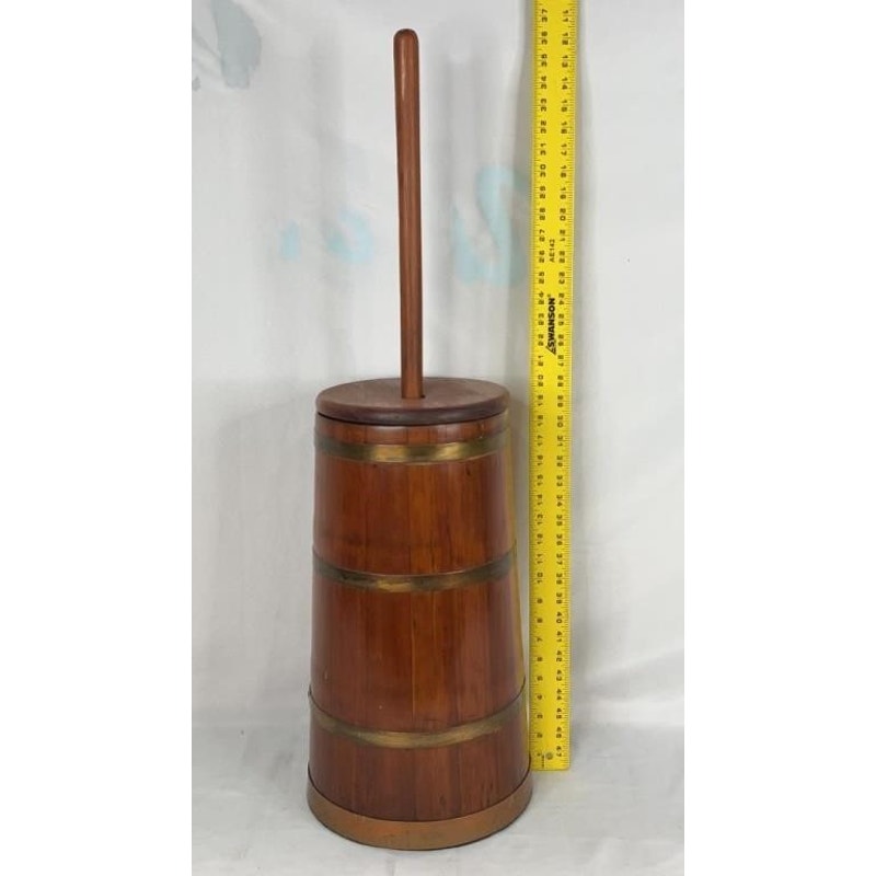 VTG Wooden Butter Churn w/ Dasher Rod 35.5" Tall Farmhouse Primitive Rustic Decor