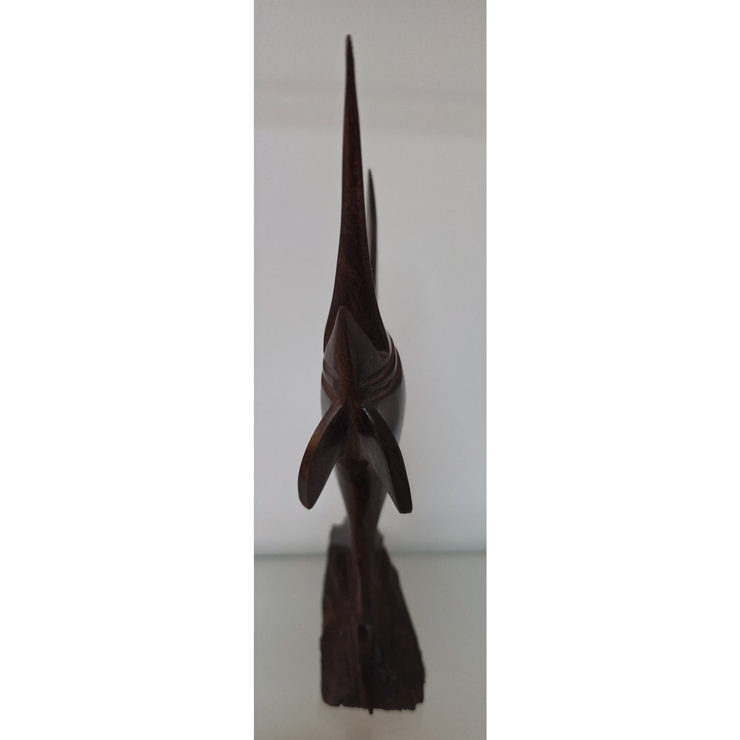 Vintage Hand‑Carved Mahogany Swordfish Statue 8.5" Elegant Wood Art - Beautiful