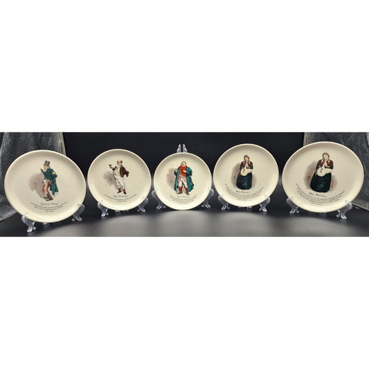Invento Charles Dickens Hand Colored Plates Set of 5 7" Characters England, VTG