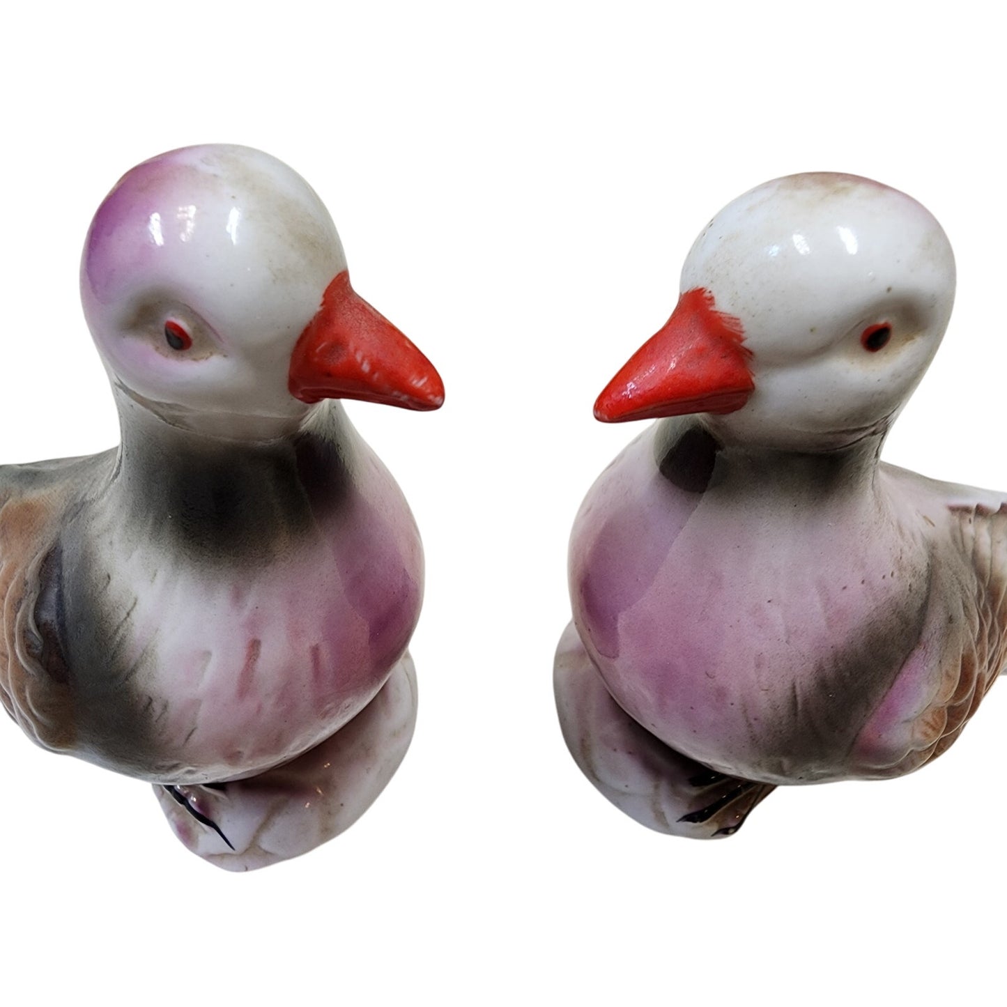 Vintage Pair of Pink Iridescent Pigeons - Made in Brazil - Beautiful!