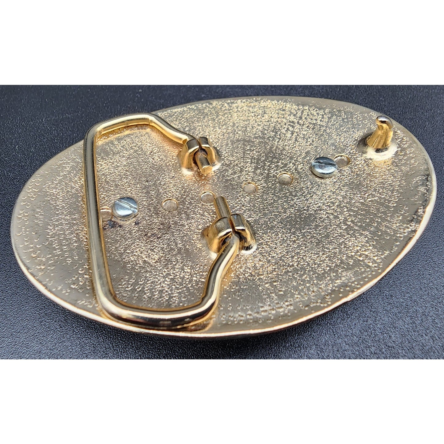 Vintage Brass Horse Head Belt Buckle with Porcelain Cameo 3.25" Western