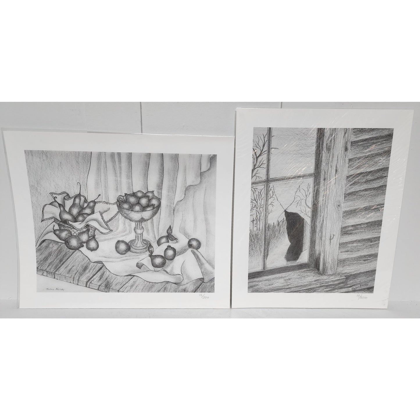 2 Vintage Thelma Nanney Signed Numbered Prints Fruit Still Life & Window Scene