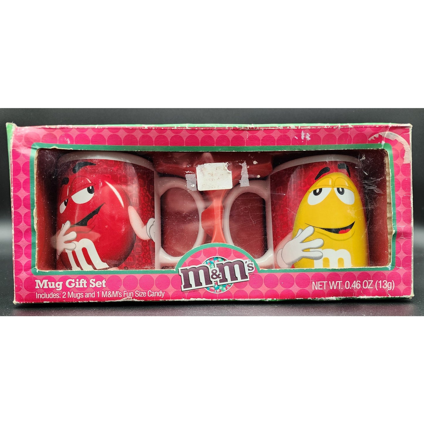 Vintage M&M’s Mugs, 3pcs – 2pc Gift Set + 2013 Raised Logo Mug, Near Mint