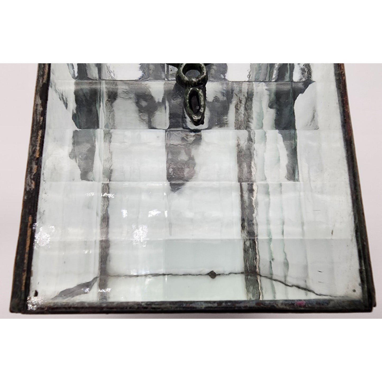 Vintage Brass & Textured Glass Votive Candle Holder w/ Mirrored Base – 6.5" Tall