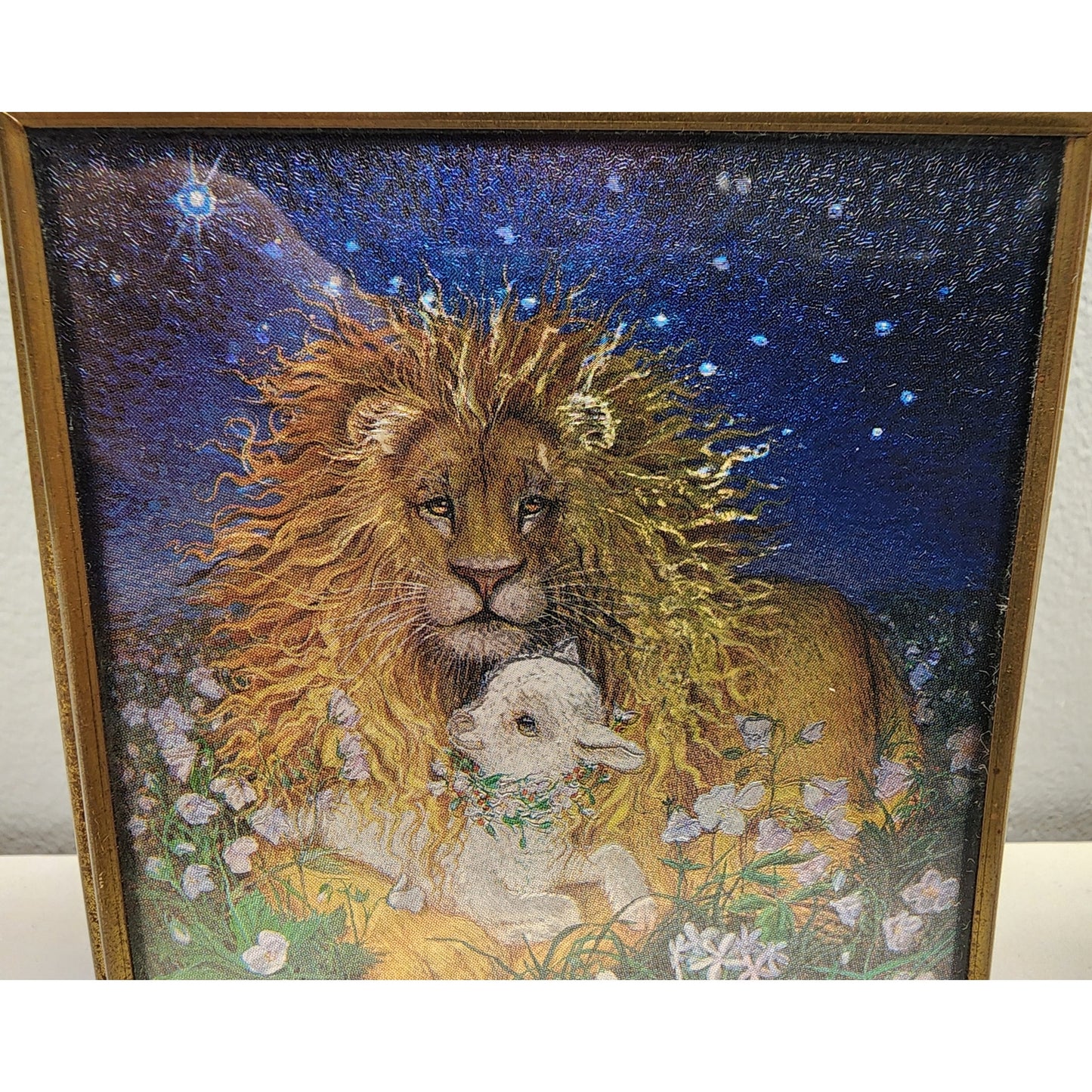 Vintage Lion & Lamb Jewelry Box – Cobalt Glass, Mirror, Via Vermont Mexico 1995