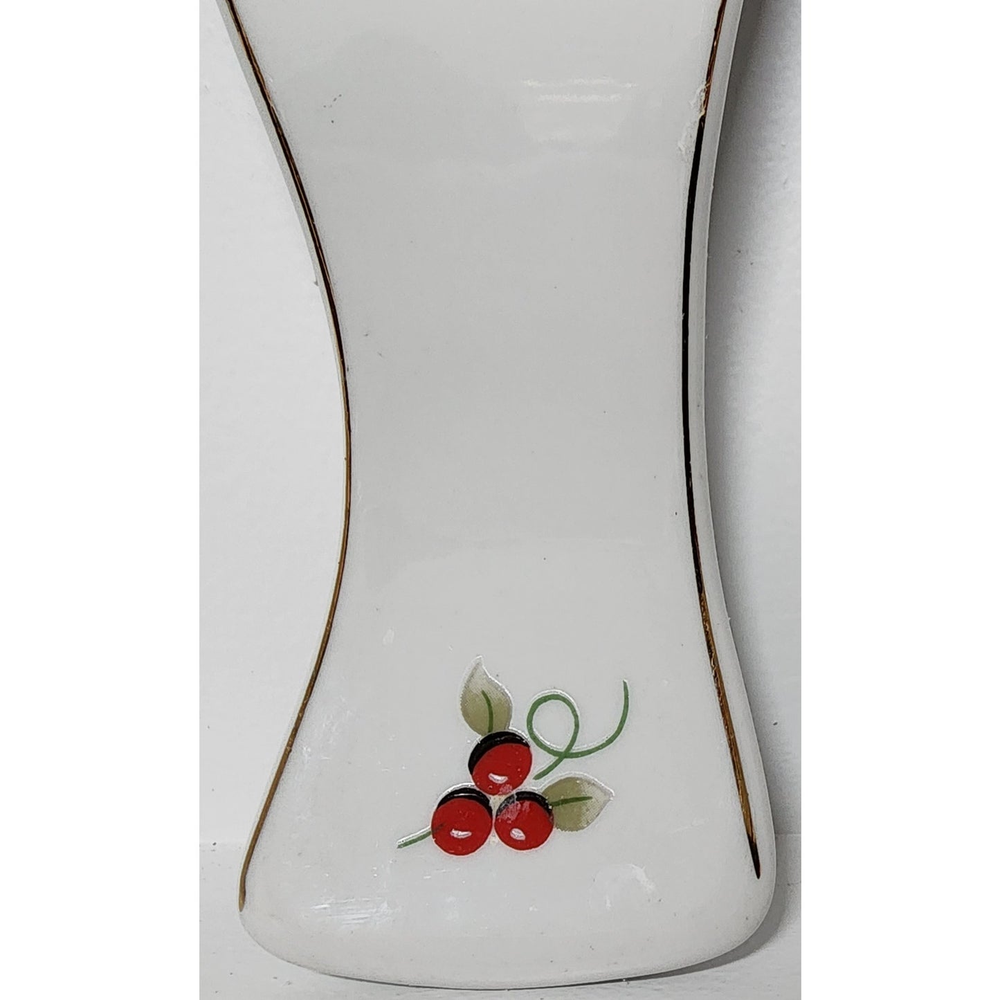 Royal Norfolk Holly Berry Spoon Rest Gold Trim Christmas Ceramic Vintage