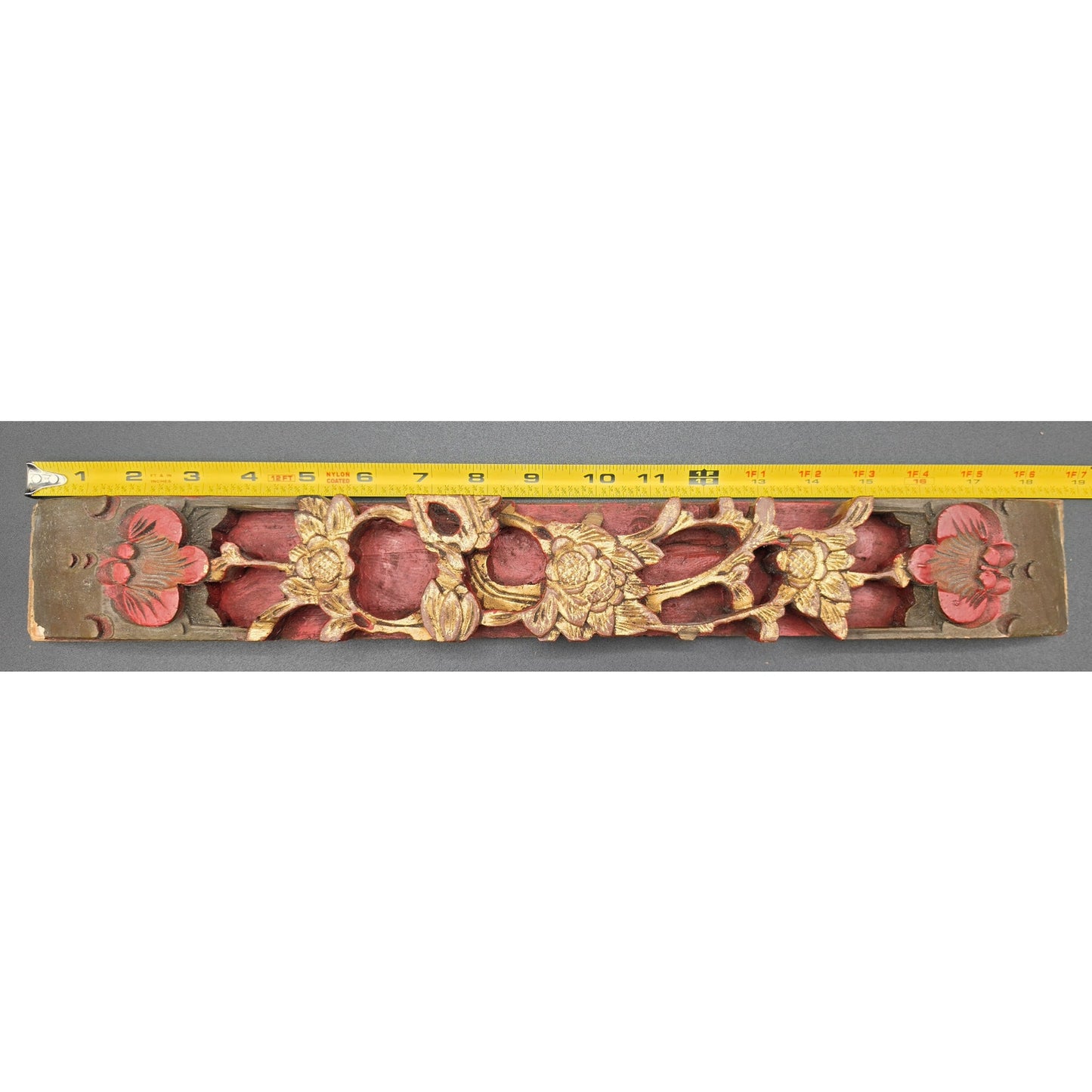 Vintage Chinese Carved Wood Panel & Header – Birds & Blossoms – Gold Detail - Rare