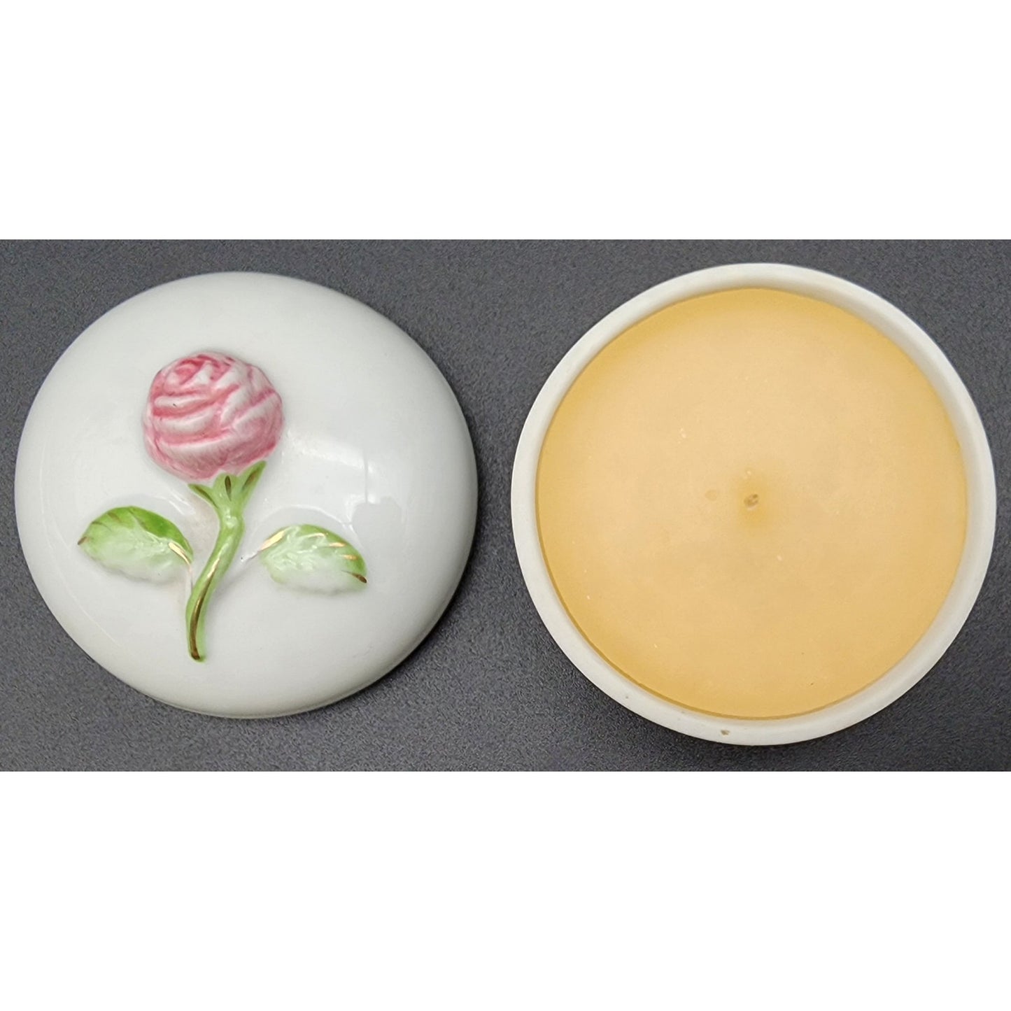 Orient Express Japan Elizabeth Arden Porcelain Rose Candle w/ Lid Vintage