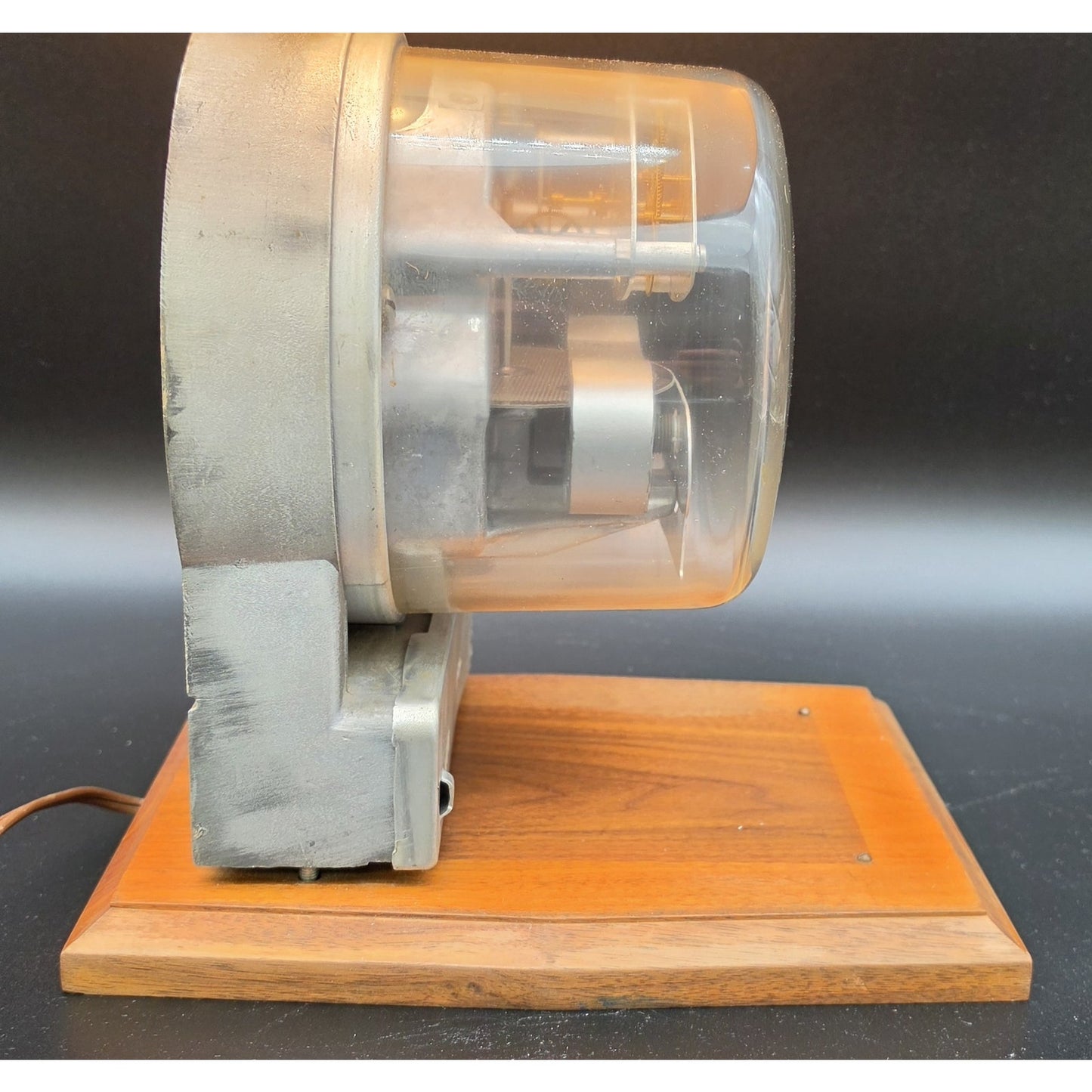 Vintage 24.5" GE KWH Meter 3‑Way Lamp w/ Burlap Shade & Wood Base Works - Rare