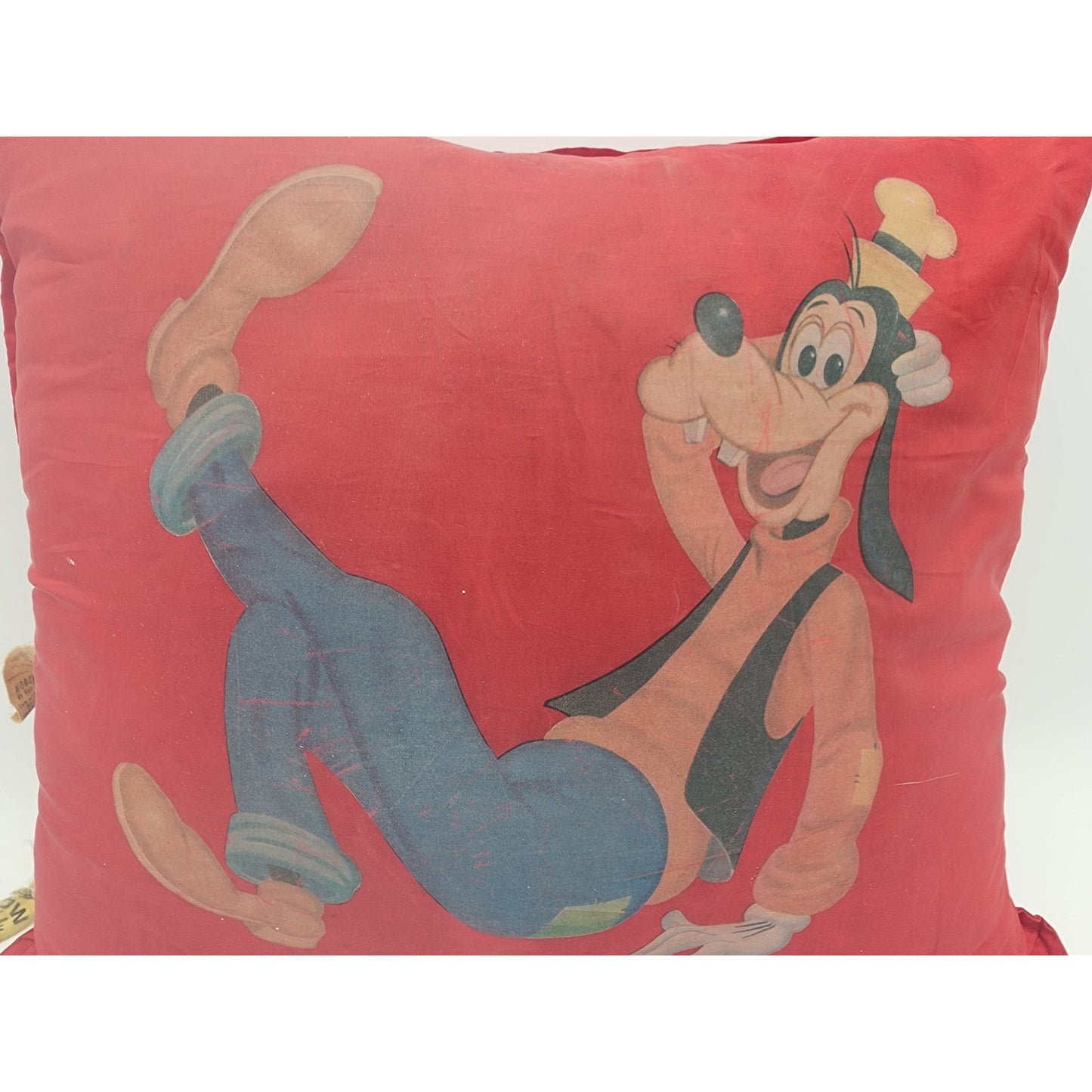 Vintage Walt Disney Goofy Pillow Red Retro Character Collectible RARE/ FAIR