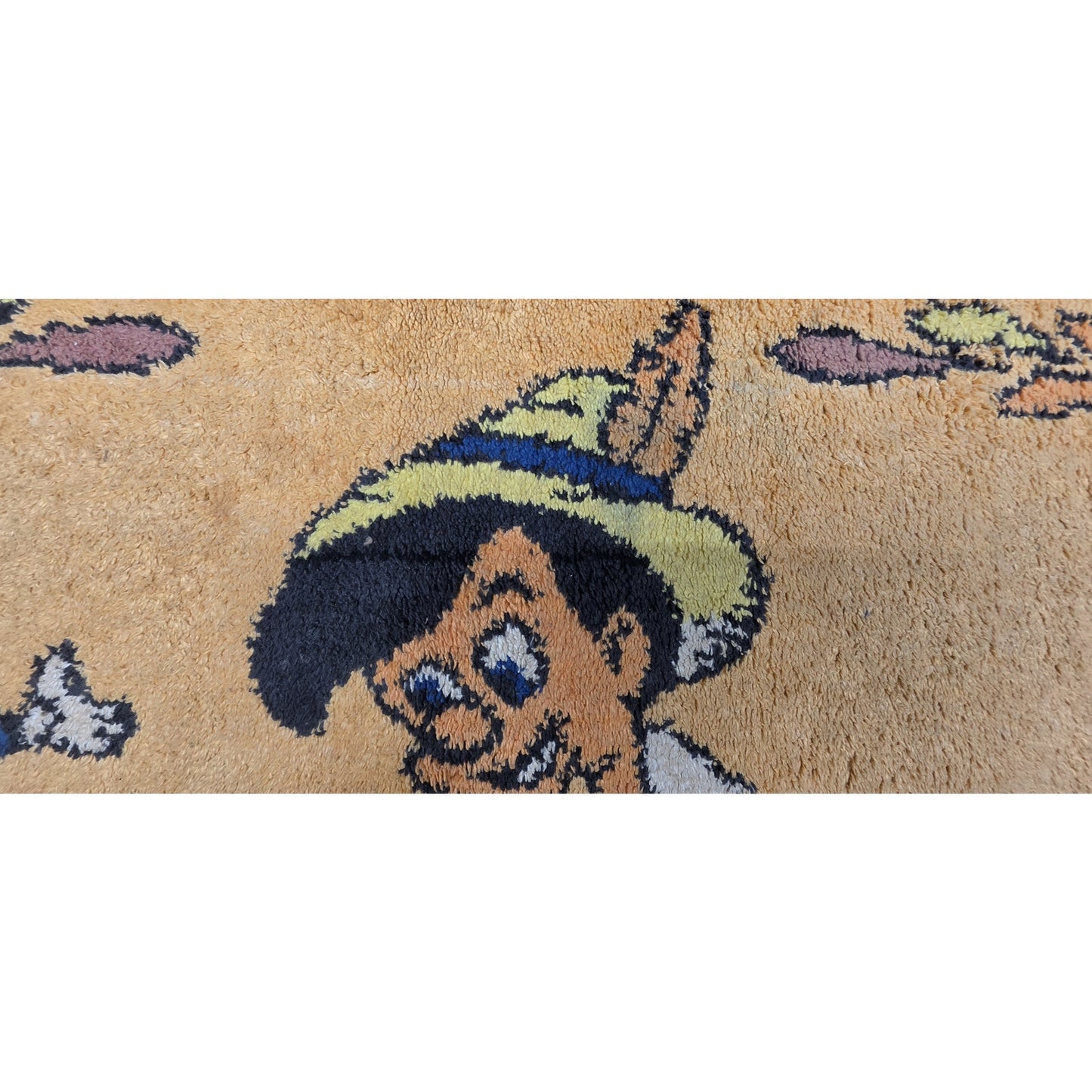 Vintage Disney Pinocchio & Friends Tapestry Rug w/ Fringe 21x34.5