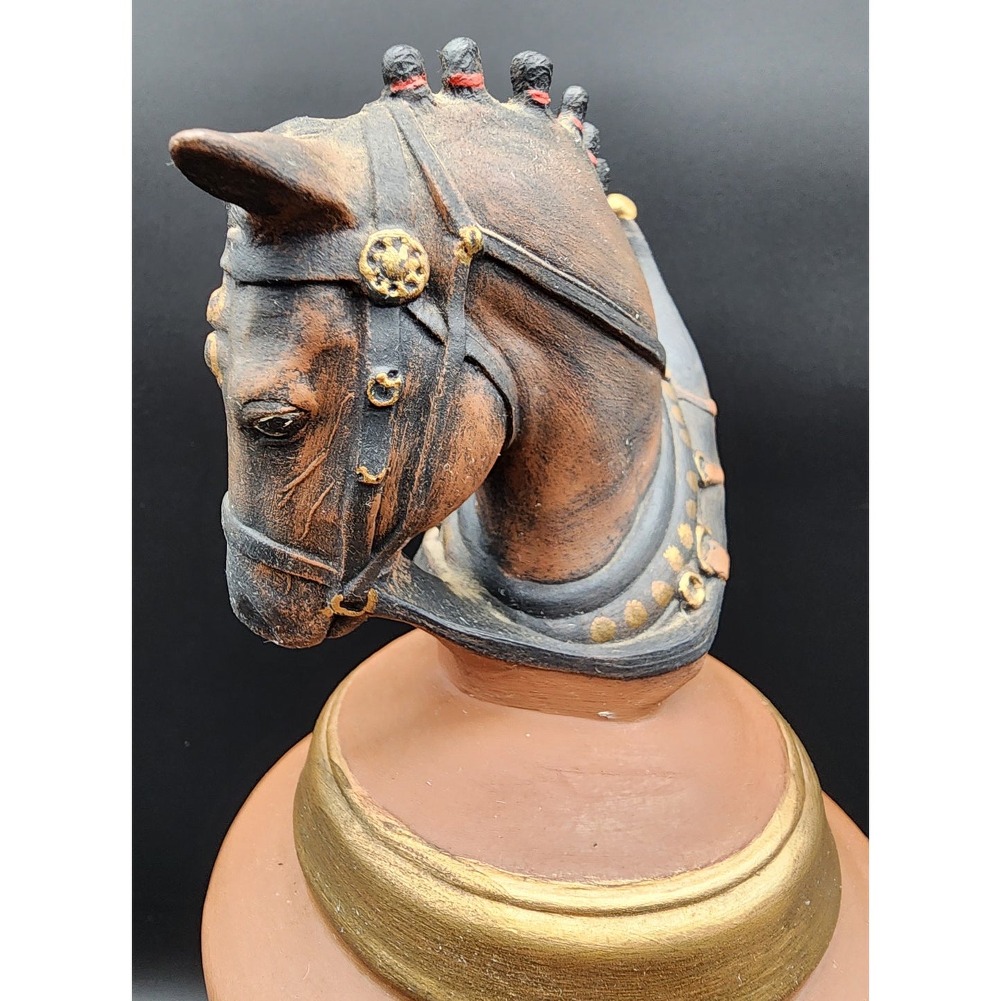 Vintage 18.5" German Horse Head Lidded Beer Stein Raised Relief Hand Painted
