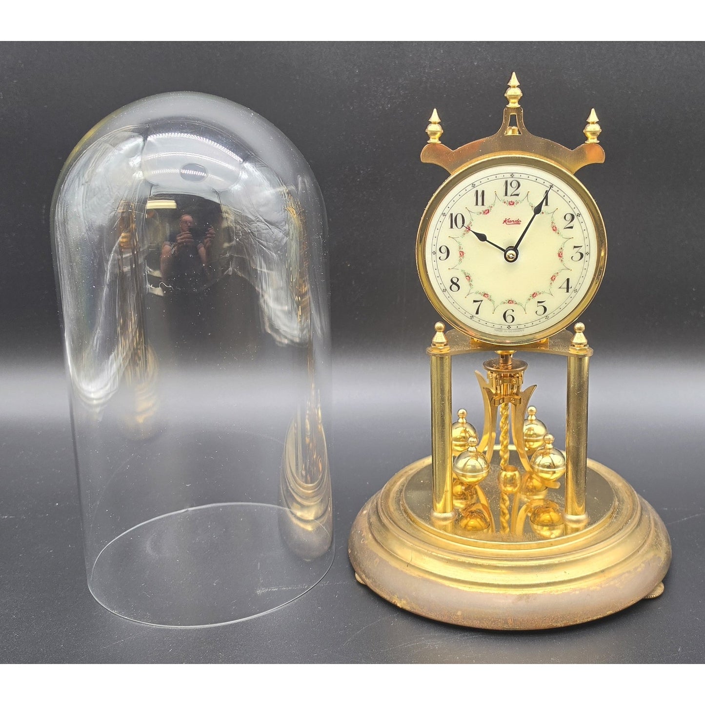 Vintage Kundo German Anniversary Torsion Clock w/ Dome – Brass – Needs Key