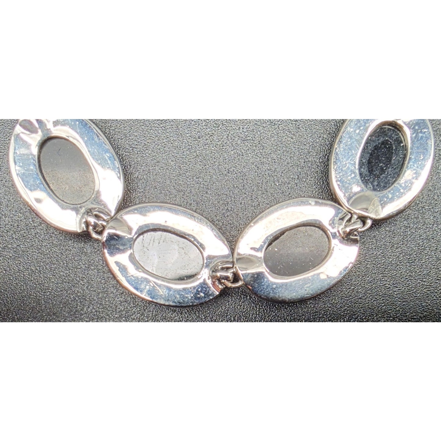 Vintage Monet Silver Oval Link Bracelet 7.75" Toggle Clasp Elegant Shine