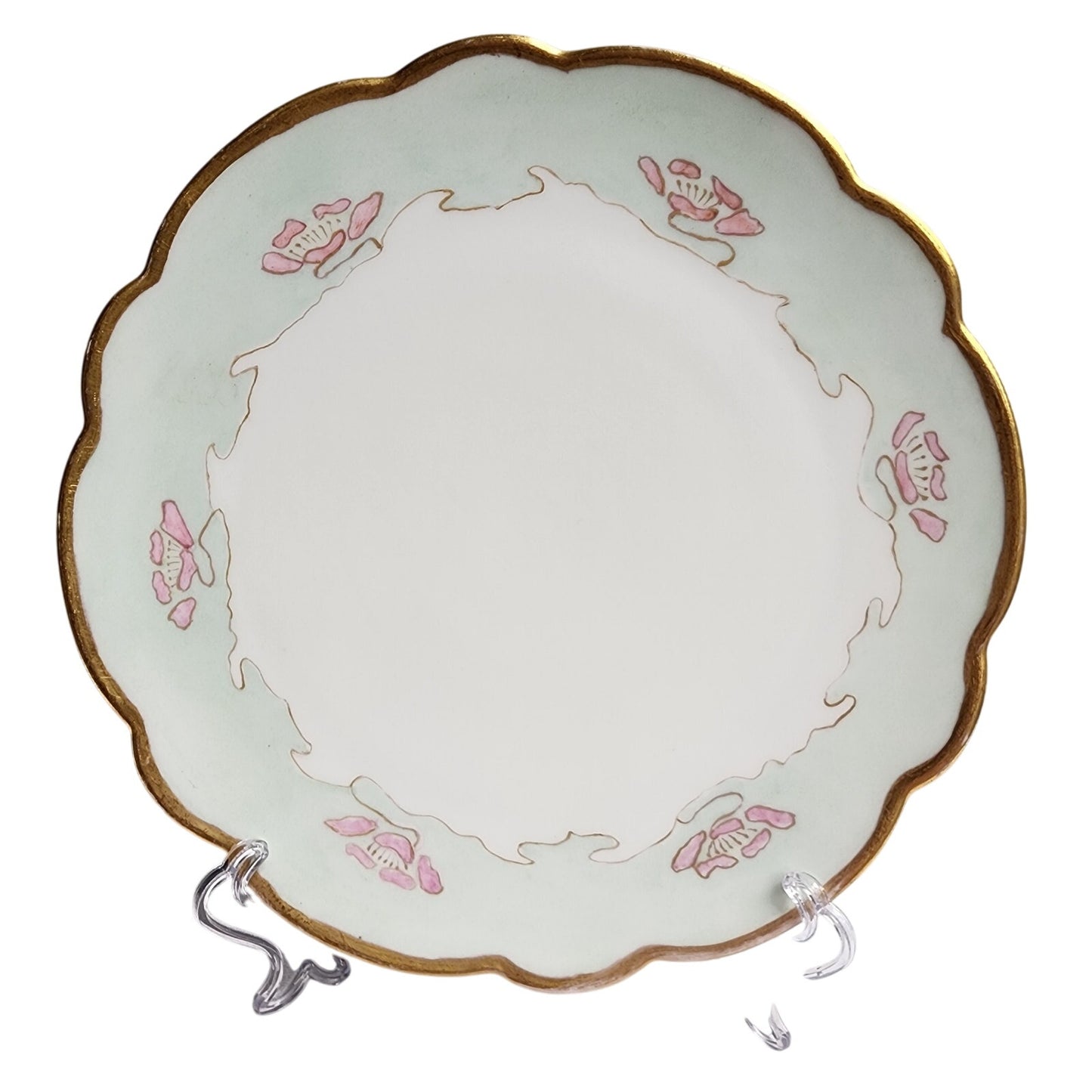 Antique 1918 O.&E.G. Royal Austria HandPainted Plate 8.5" Vienna Floral Gold Rim