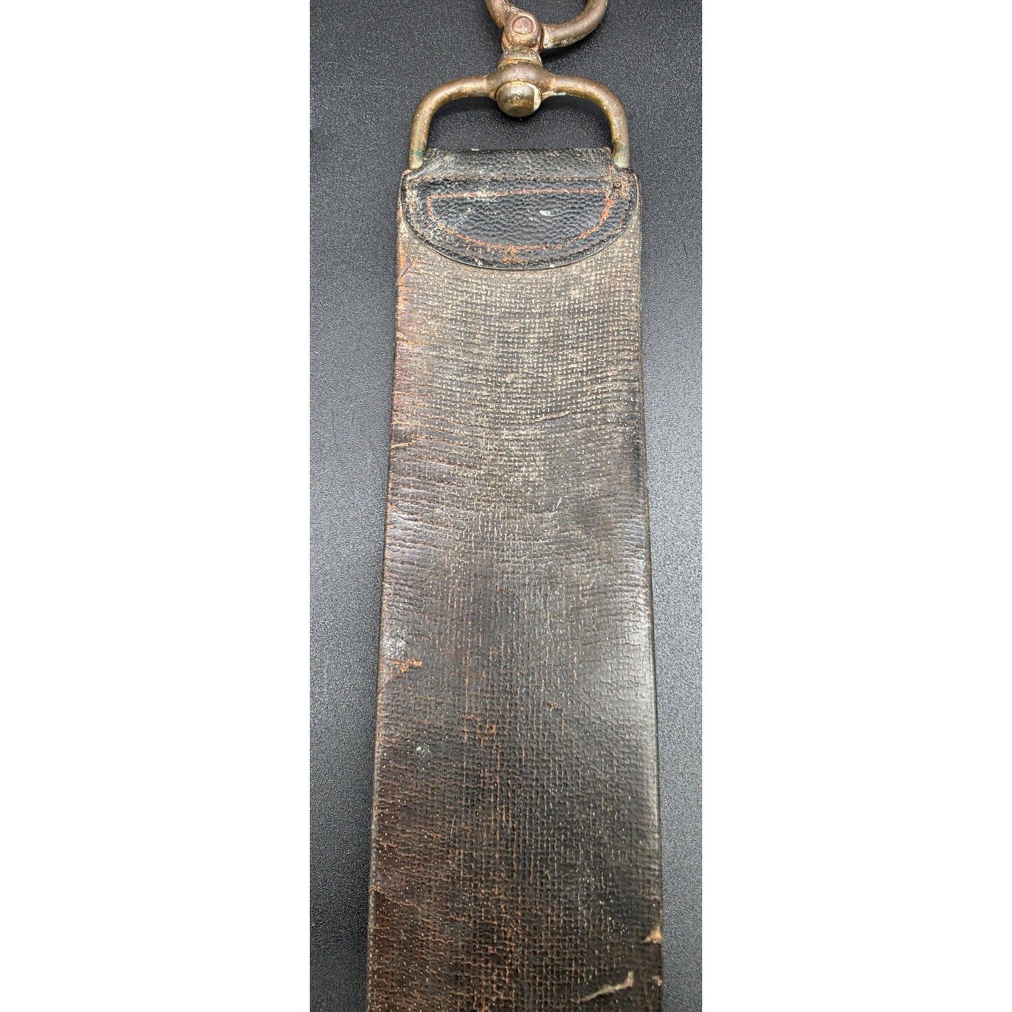 Vintage Illinois Barber Razor Strop 6534 Two‑Sided Leather w/ Brass Ring