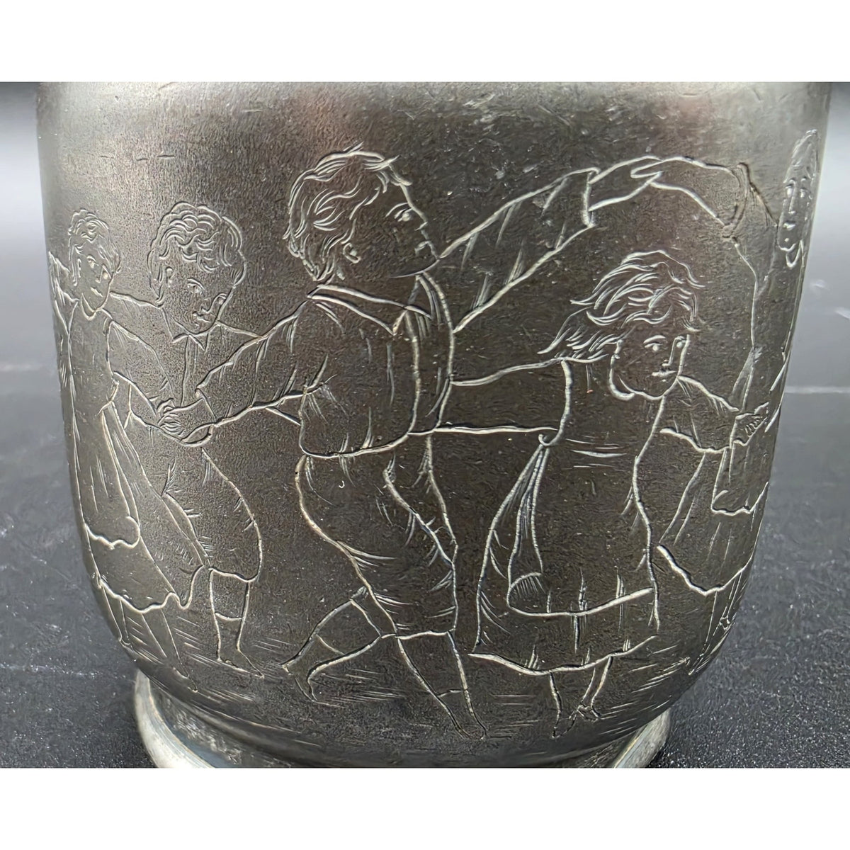 Antique Derby Silver Co Quadruple Plate Engraved Children Ring Dance Mug Cup 67