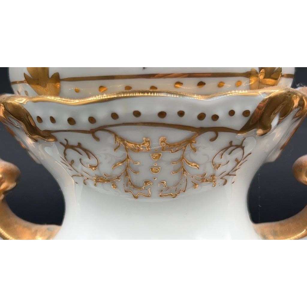 Antique Victorian Porcelain Vase Gold Gilt Lidded Ornate Handles 16" Tall