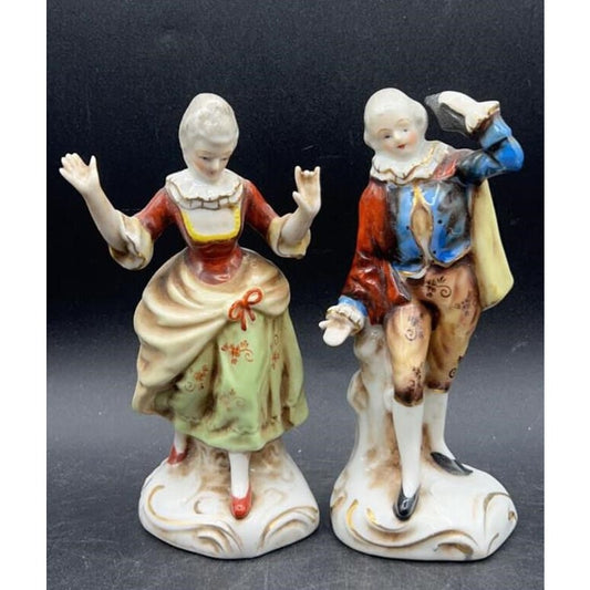 Vintage Occupied Japan Maruyama Porcelain Victorian Couple Figurines Hand Painted