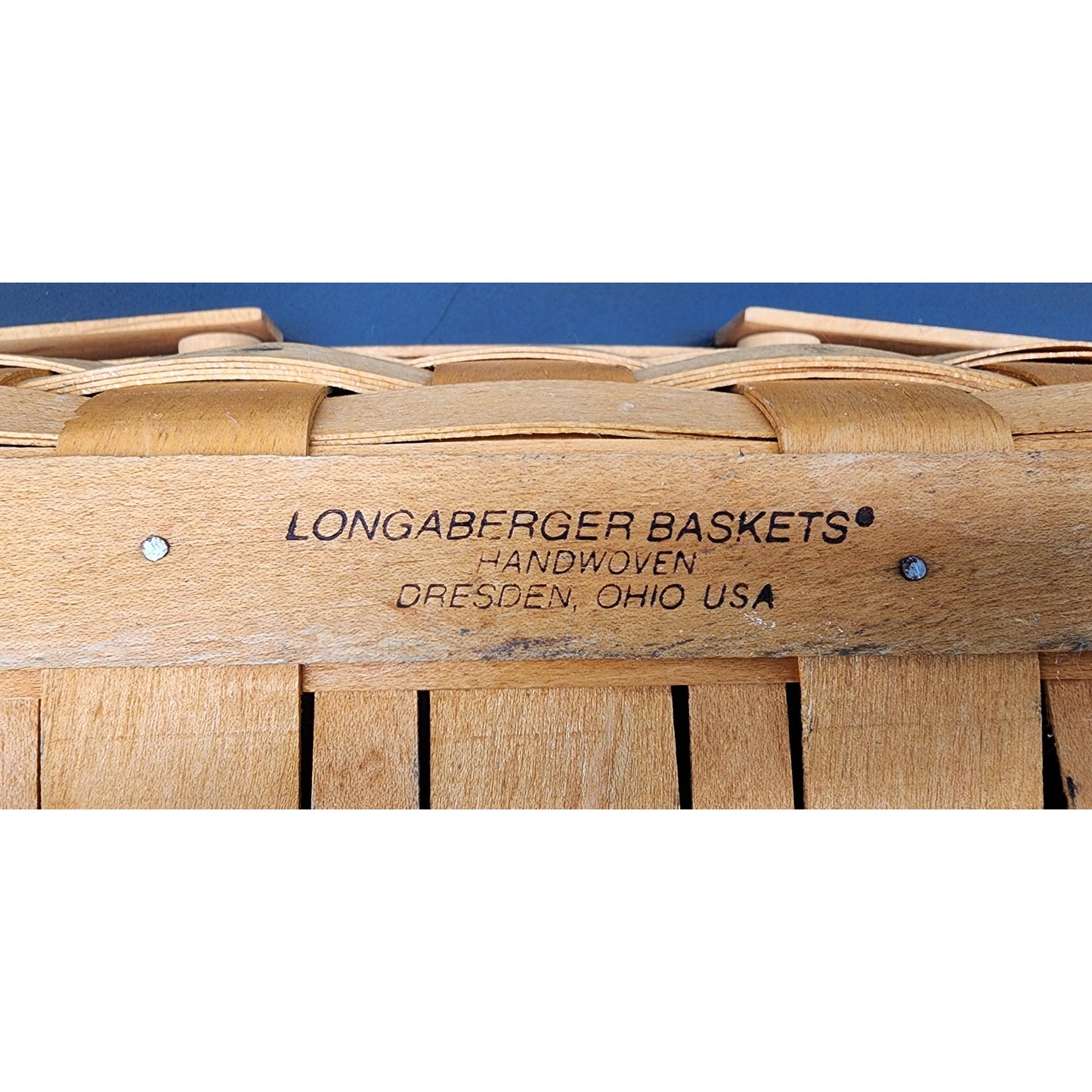 1998 Longaberger Handwoven Market Basket Signed w/ Handles – 14.25" x 9.75"