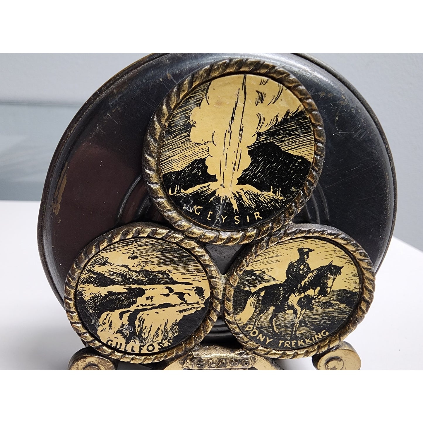 Vintage Tole Painted Silent Butler Roses + Brass Kobenhavn Trays & Flower Pot Lot