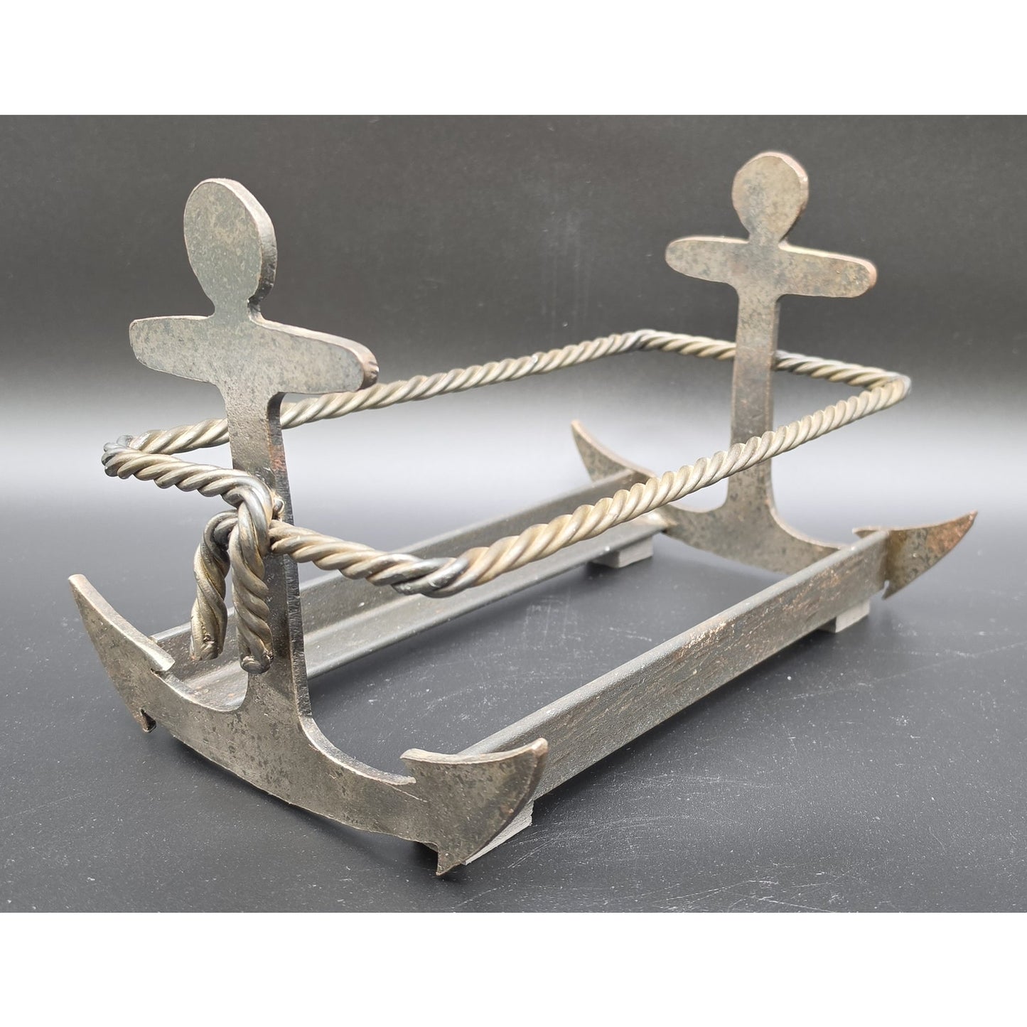 Vintage Heavy Metal Nautical Anchor Holder Rack – 11.25" x 8.25" x 7"