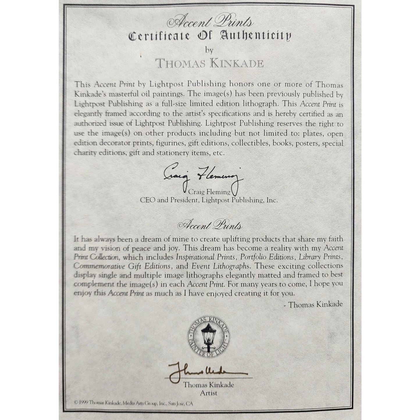 Thomas Kinkade Garden of Promise Lithograph Framed 22x29 Psalm 145:13 2002