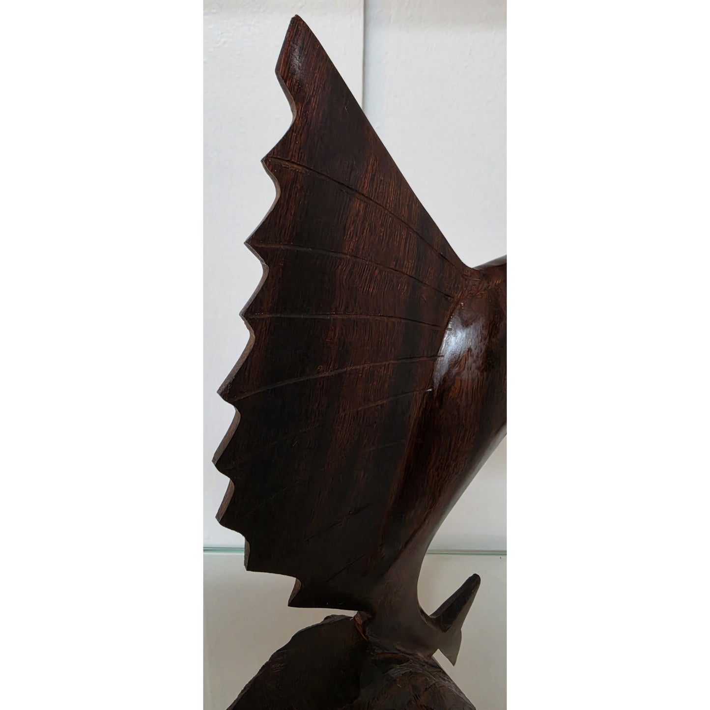 Vintage Hand‑Carved Mahogany Swordfish Statue 8.5" Elegant Wood Art - Beautiful