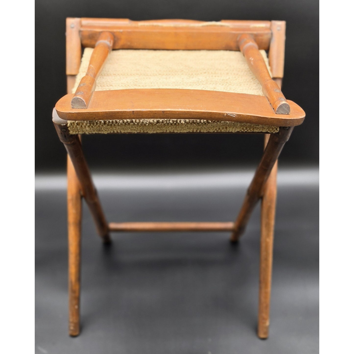 Federal Era Hardwood Folding Chair w/ Woven Seat, Unique Fold System, 1800s