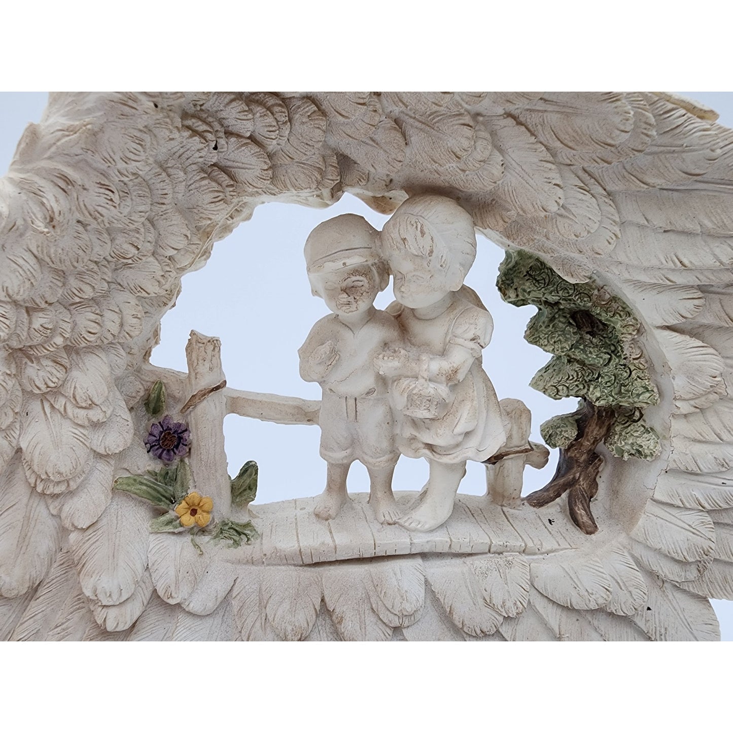 Angel Wing Guardian Figurine w/ Psalms 91:11 Bible Base  11.5" Inspiring Ceramic