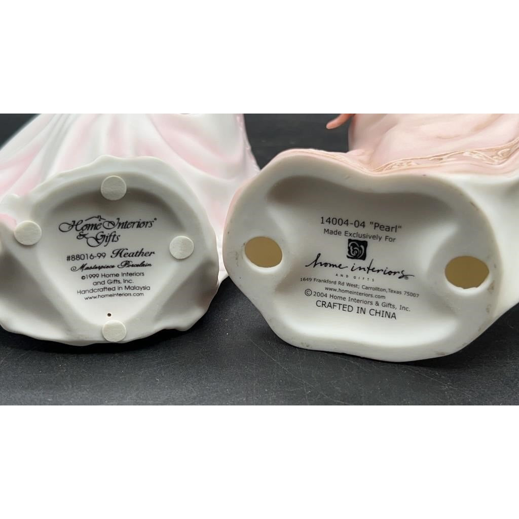 Home Interiors Porcelain Figurines Heather & Pearl w/ COA #88016-99 #14004-04